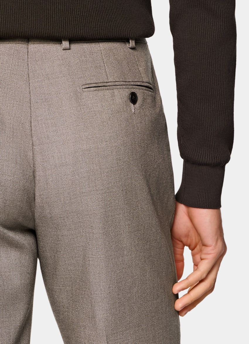 SUITSUPPLY All Season Wrinkle-Free 4-Ply Wool by Rogna, Italy Taupe Tailored Fit Havana Suit