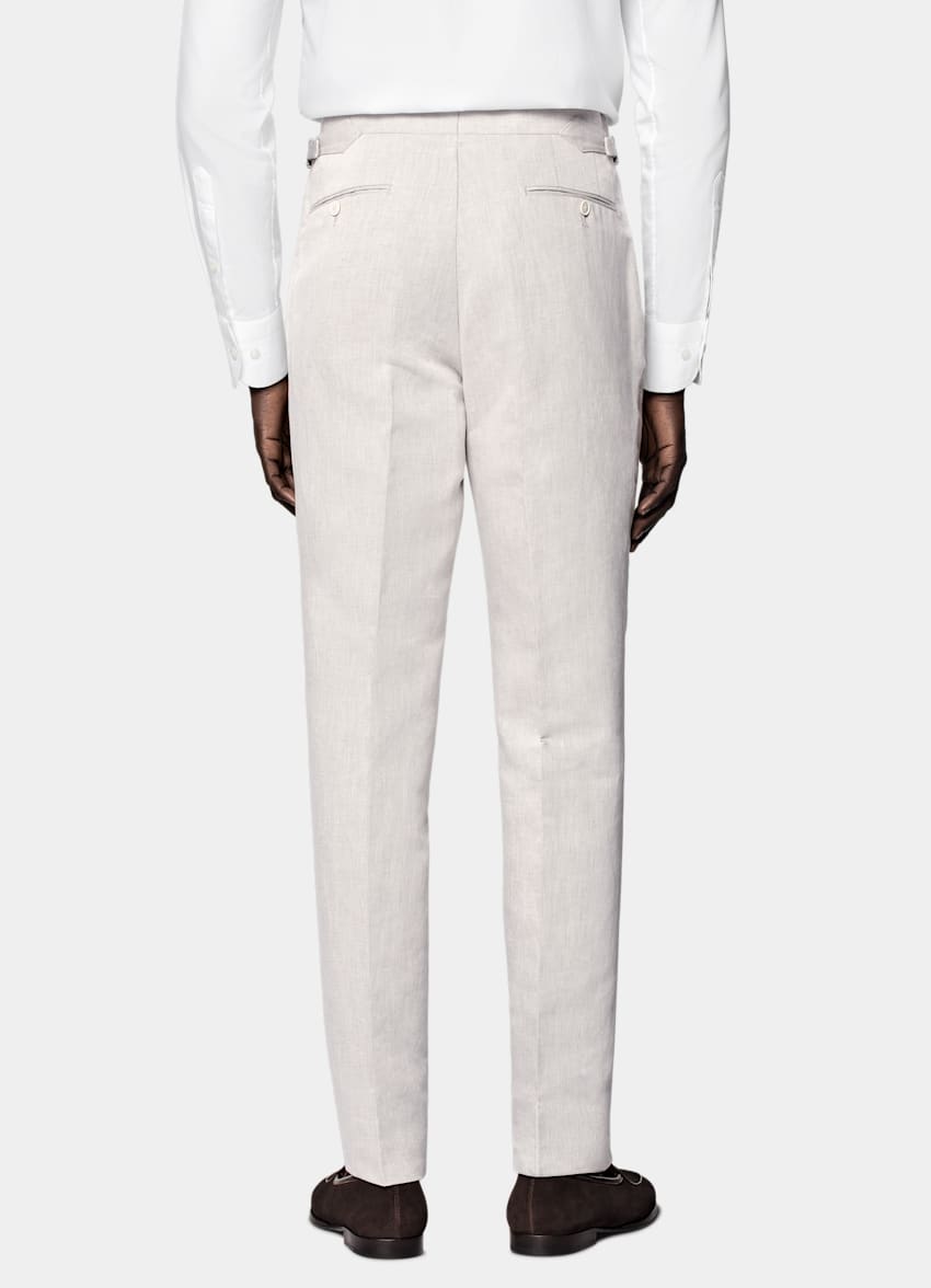 SUITSUPPLY Summer Linen Cotton by Di Sondrio, Italy Light Taupe Tailored Fit Havana Suit