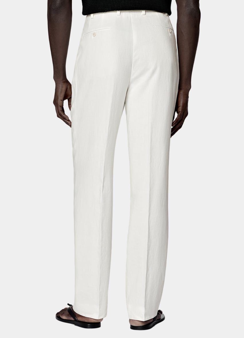 SUITSUPPLY Summer Pure Linen by Libeco, Belgium Off-White Tailored Fit Havana Suit