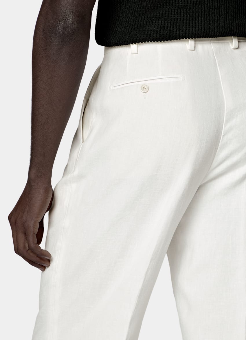 SUITSUPPLY Summer Pure Linen by Libeco, Belgium Off-White Tailored Fit Havana Suit