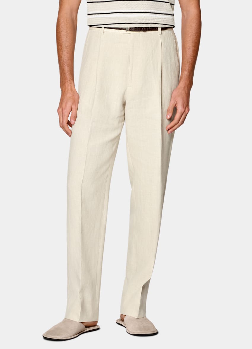 SUITSUPPLY Summer Pure Linen von Libeco, Belgien Sand Relaxed Fit Roma Suit