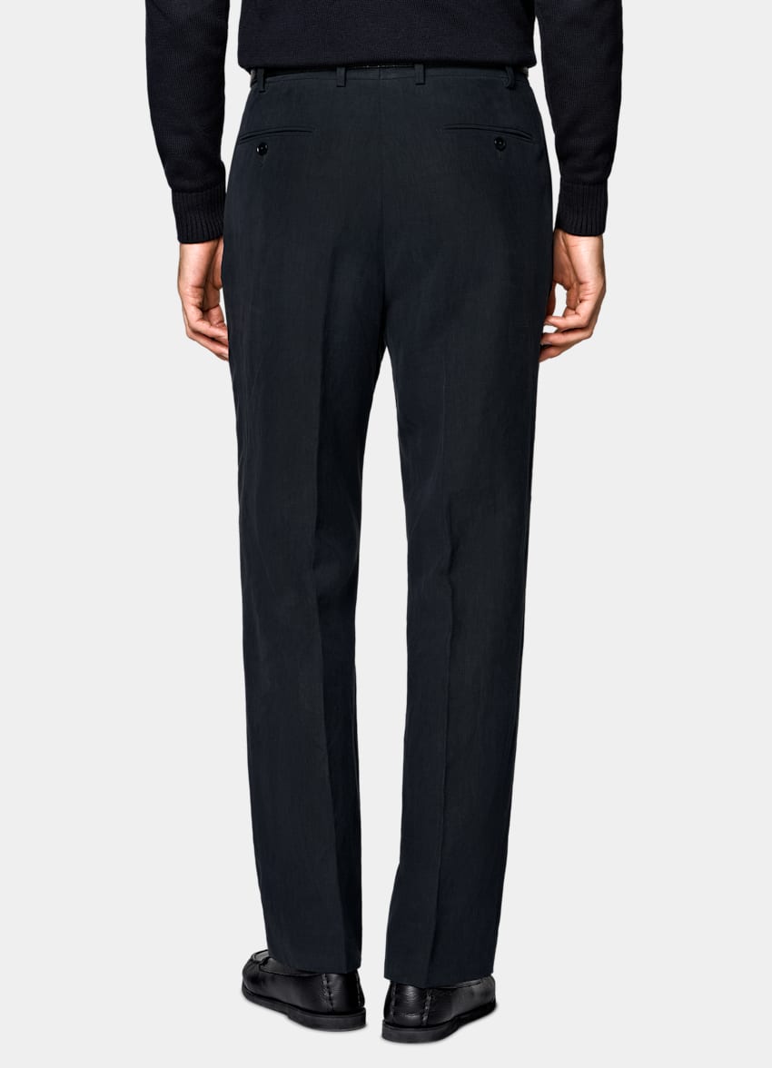 SUITSUPPLY Summer Pure Linen by Libeco, Belgium Navy Relaxed Fit Roma Suit