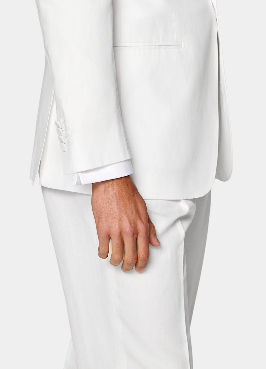 SUITSUPPLY Summer Lyocell Linen Cotton by Di Sondrio, Italy Off-White Tailored Fit Havana Tuxedo