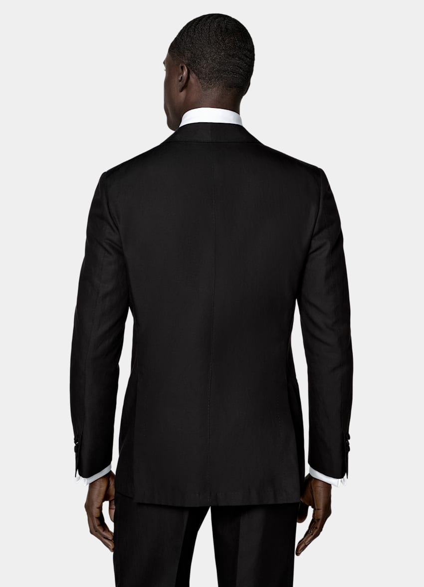SUITSUPPLY Summer Lyocell Linen Cotton de Di Sondrio, Italia Black Tailored Fit Havana Tuxedo