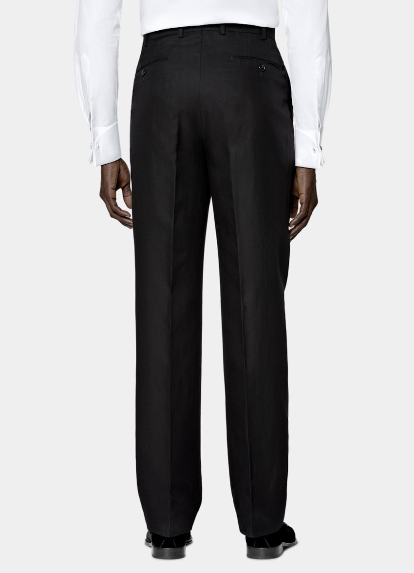 SUITSUPPLY Summer Lyocell Linen Cotton de Di Sondrio, Italia Black Tailored Fit Havana Tuxedo