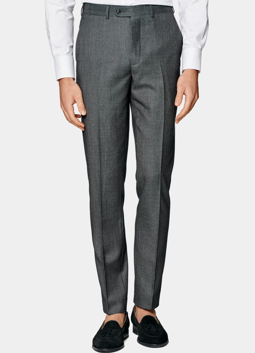SUITSUPPLY Pure S130's Wool by Vitale Barberis Canonico, Italy  Dark Grey Tailored Fit Sienna Suit