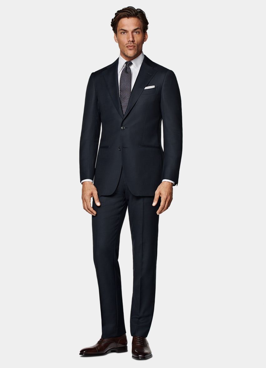 SUITSUPPLY Pure S130's Wool by Reda, Italy  Navy Tailored Fit Havana Suit