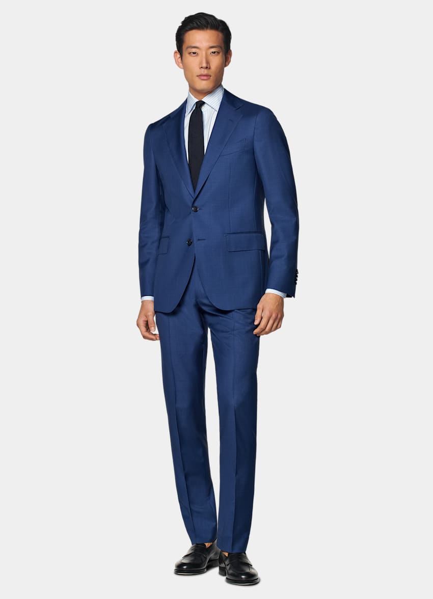 SUITSUPPLY All Season Pure S110's Wool by Vitale Barberis Canonico, Italy Mid Blue Tailored Fit Havana Suit