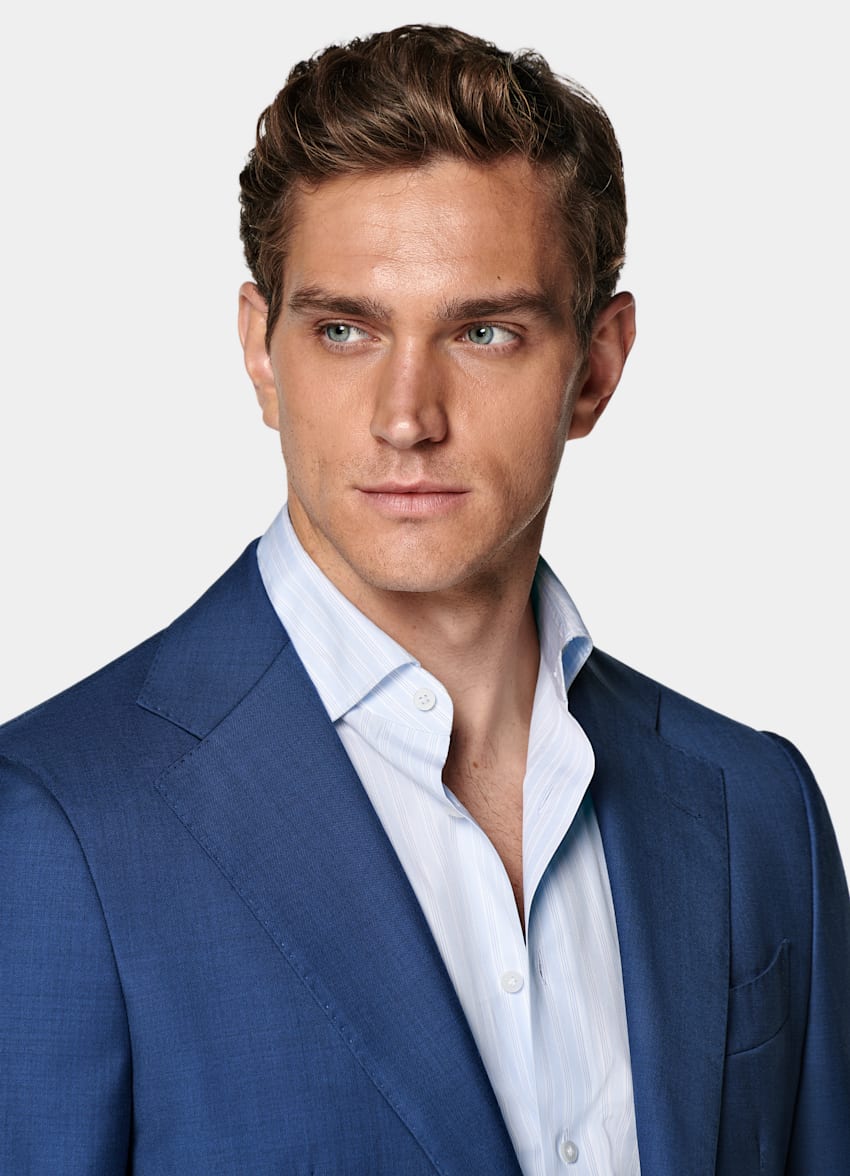 SUITSUPPLY All Season Pure S110's Wool by Vitale Barberis Canonico, Italy Mid Blue Tailored Fit Havana Suit