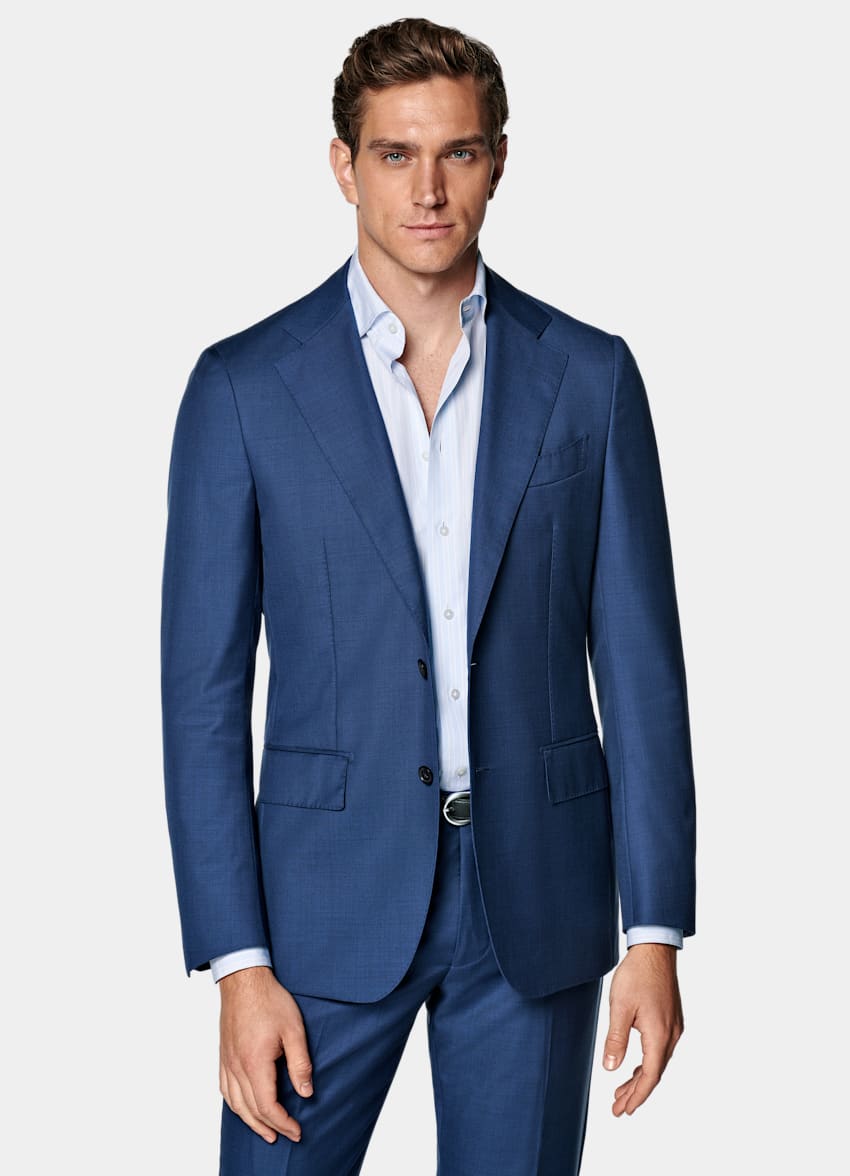 SUITSUPPLY All Season Pure S110's Wool by Vitale Barberis Canonico, Italy Mid Blue Tailored Fit Havana Suit