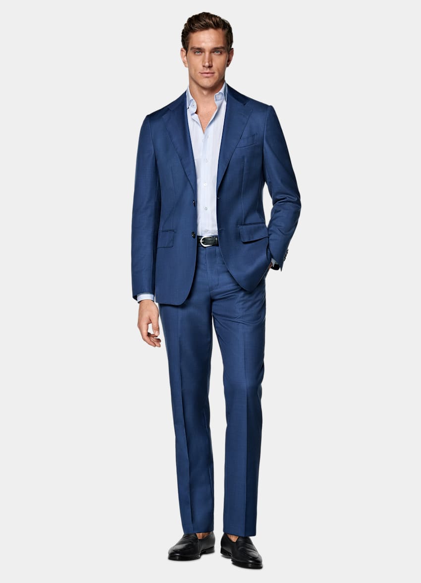 SUITSUPPLY All Season Pure S110's Wool by Vitale Barberis Canonico, Italy Mid Blue Tailored Fit Havana Suit