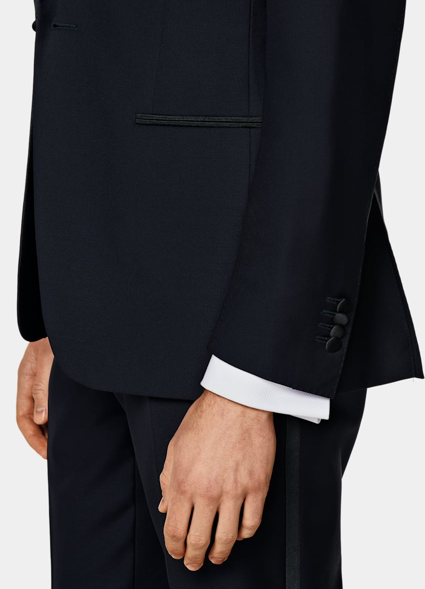 SUITSUPPLY All Season Pure S110's Wool by Vitale Barberis Canonico, Italy  Navy Three-Piece Tailored Fit Lazio Tuxedo
