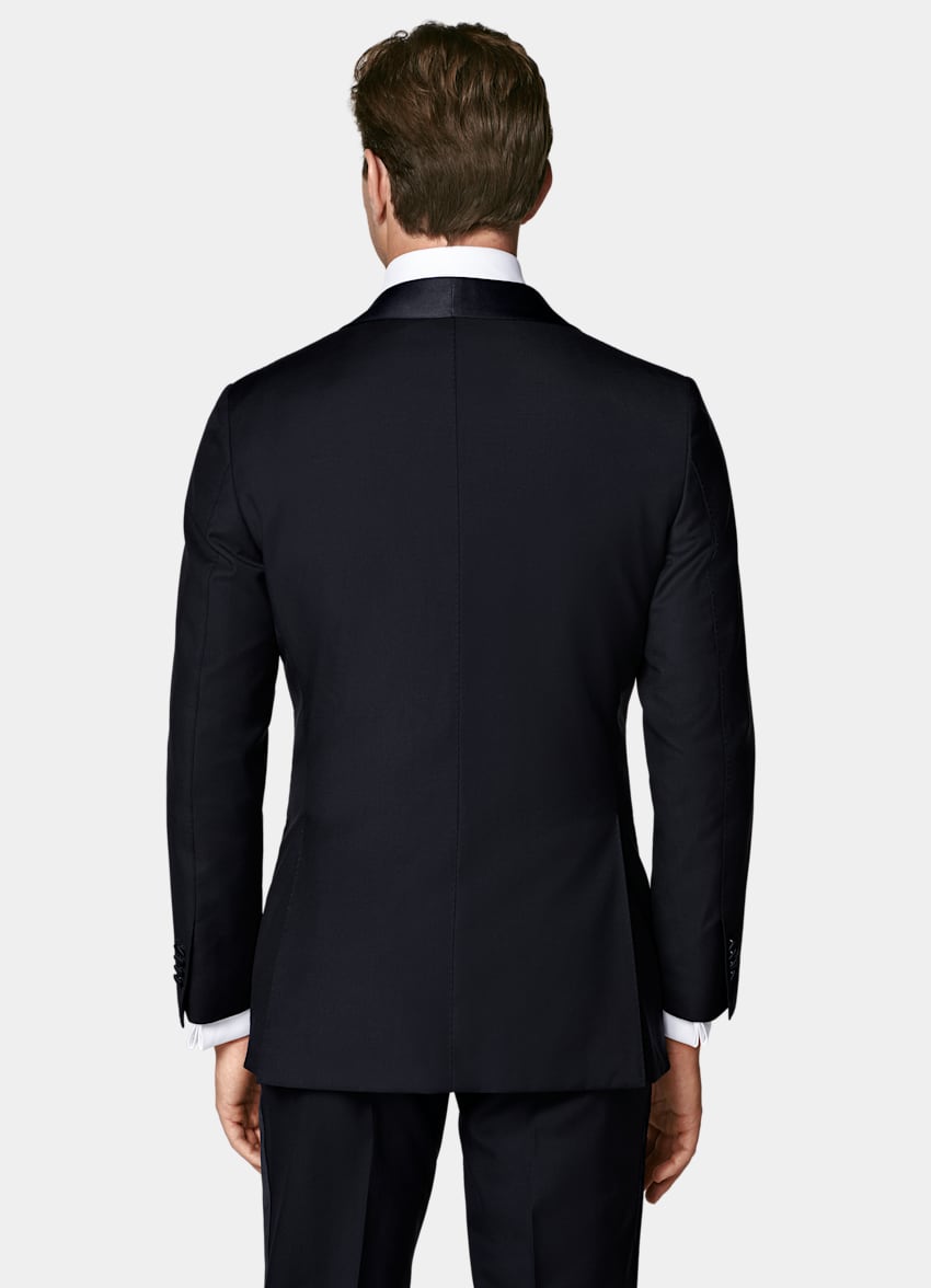 SUITSUPPLY All Season Pure S110's Wool by Vitale Barberis Canonico, Italy Navy Three-Piece Tailored Fit Havana Tuxedo