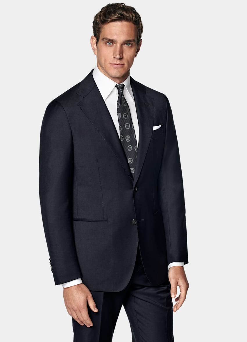 SUITSUPPLY All Season Pure Wool by Reda, Italy Navy Perennial Tailored Fit Havana Suit