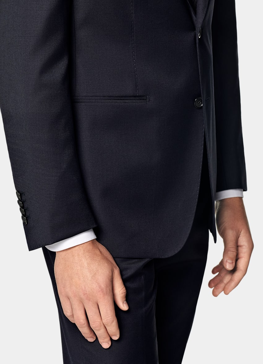 SUITSUPPLY All Season Pure Wool by Reda, Italy Navy Perennial Tailored Fit Havana Suit