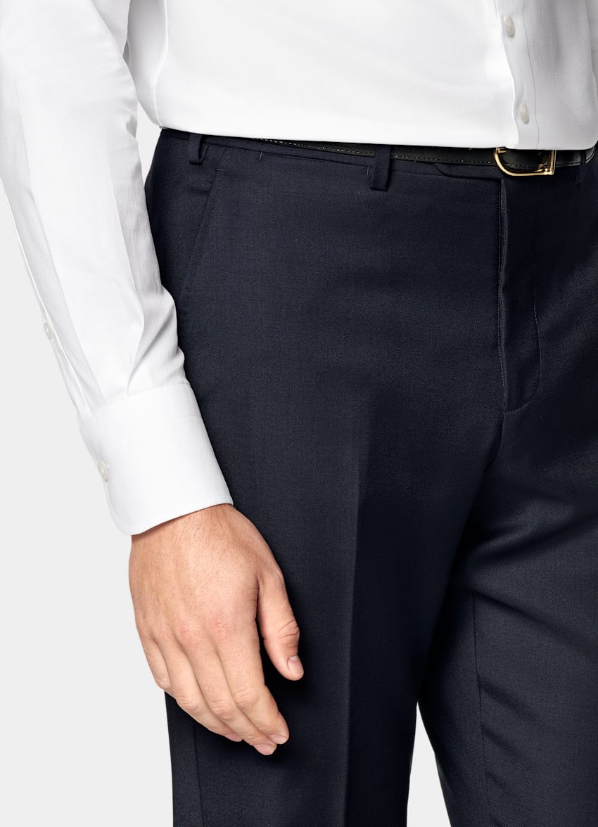 SUITSUPPLY All Season Pure Wool by Reda, Italy Navy Perennial Tailored Fit Havana Suit