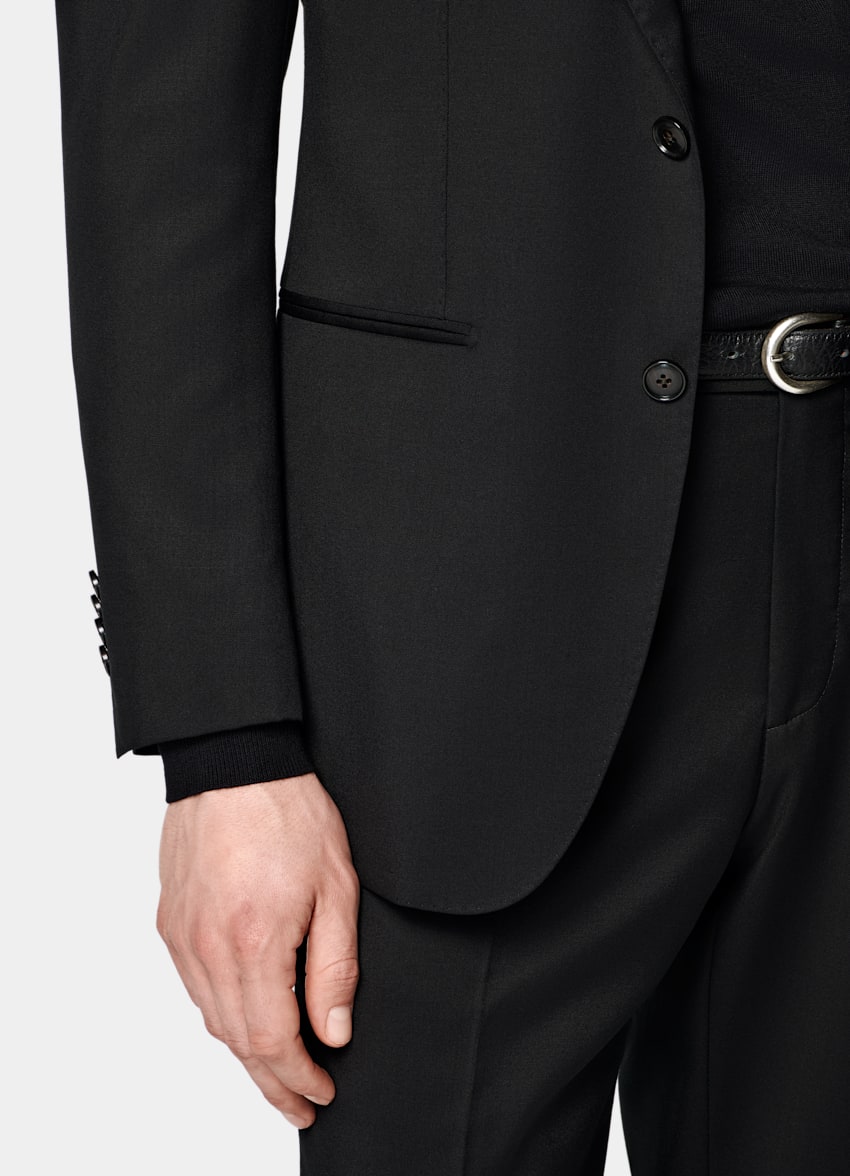 SUITSUPPLY All Season Pure Wool by Reda, Italy Black Perennial Tailored Fit Havana Suit