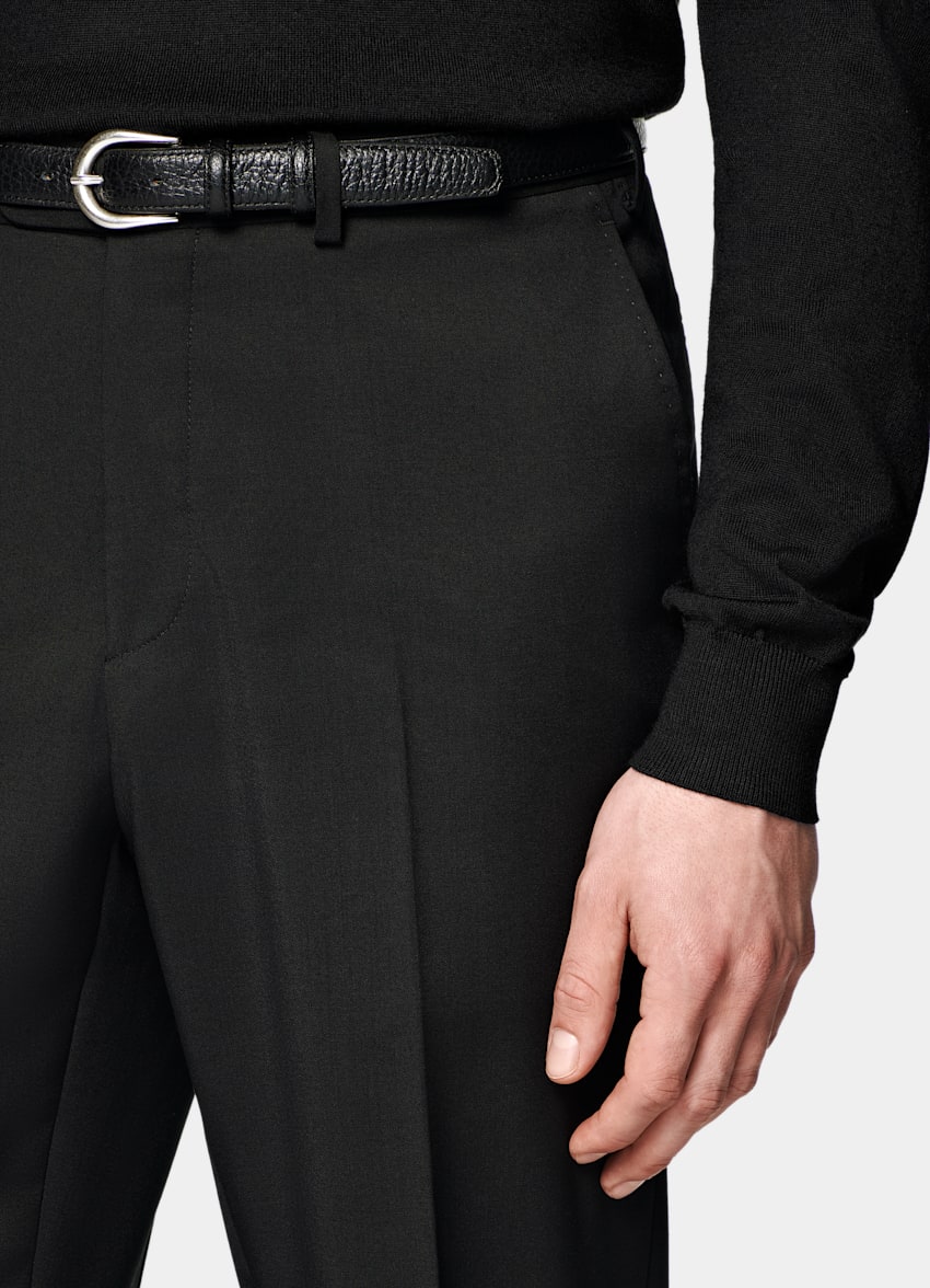SUITSUPPLY All Season Pure Wool by Reda, Italy Black Perennial Tailored Fit Havana Suit