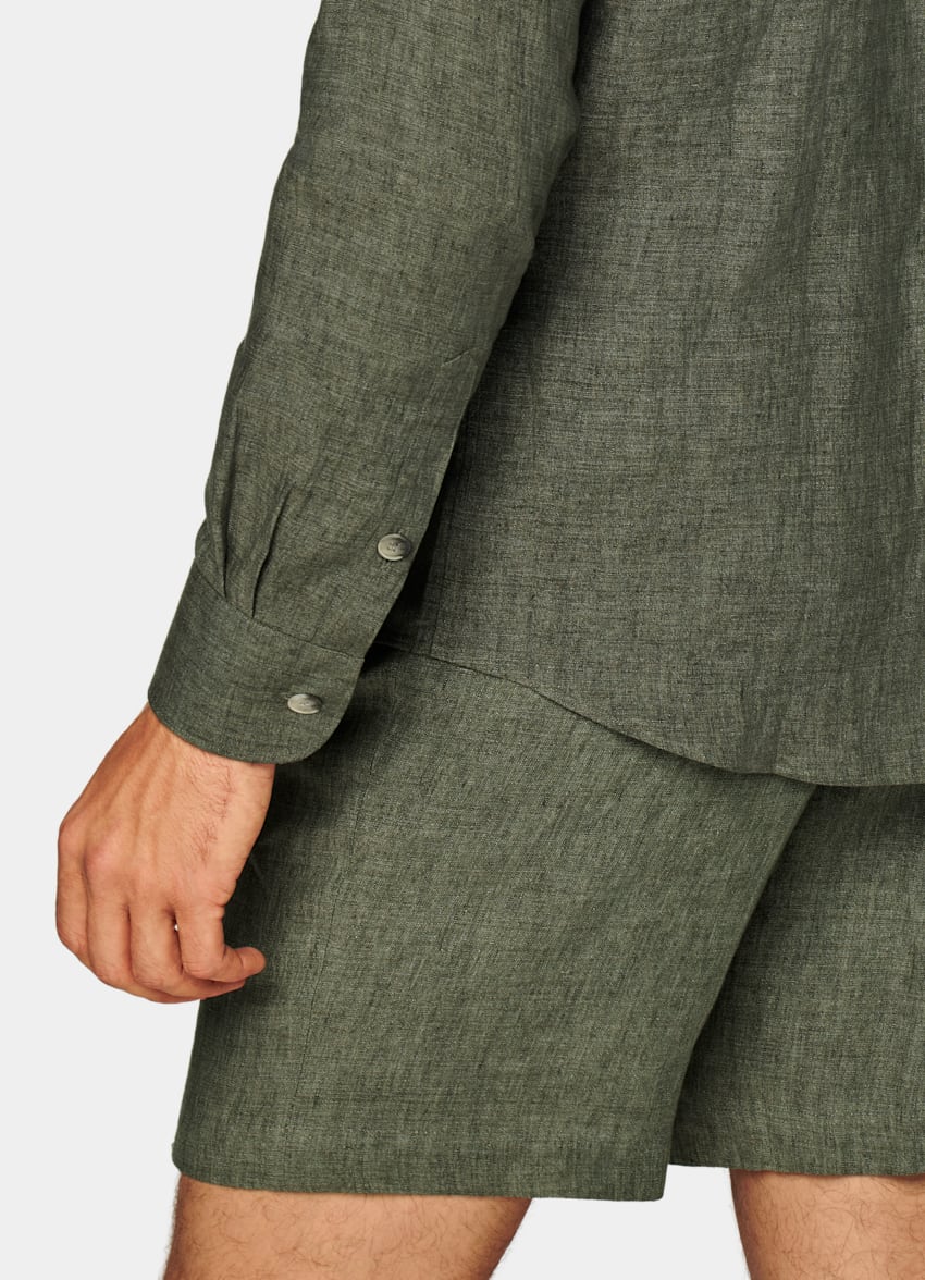 SUITSUPPLY 意大利 Leomaster 生产的亚麻面料 绿色休闲套装