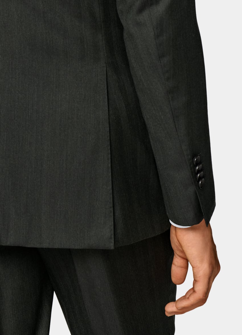 Dark Green Herringbone Three-Piece Lazio Suit in Pure S130's Wool ...