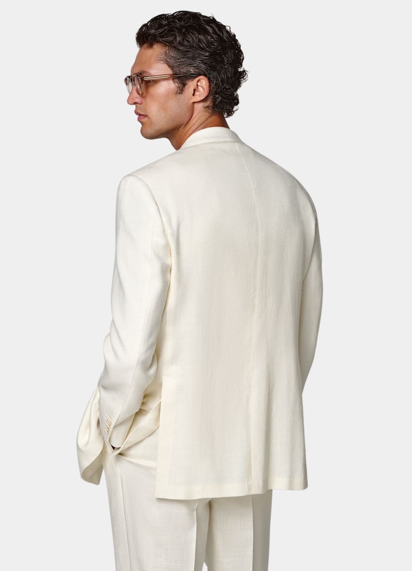 SUITSUPPLY Summer Wool Silk Linen by E.Thomas, Italy Off-White Relaxed Fit Roma Suit