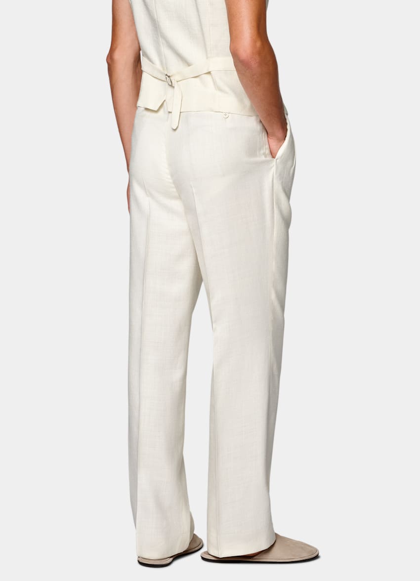 SUITSUPPLY Summer Wool Silk Linen by E.Thomas, Italy Off-White Relaxed Fit Roma Suit