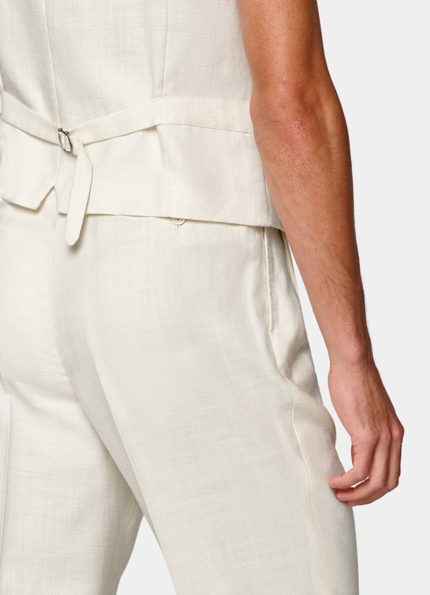 SUITSUPPLY Summer Wool Silk Linen by E.Thomas, Italy Off-White Relaxed Fit Roma Suit