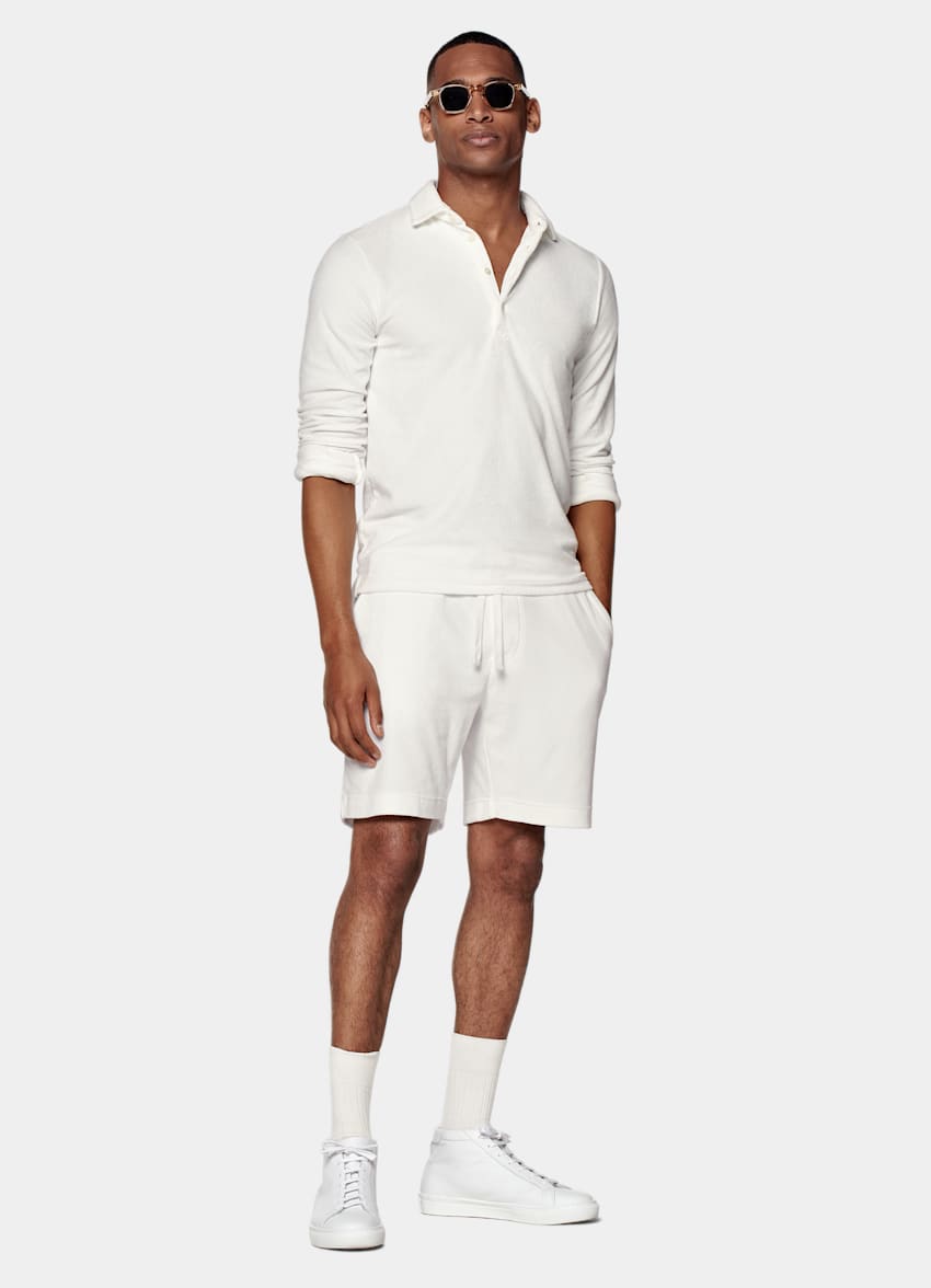 SUITSUPPLY Pure Cotton White Long Sleeve Polo Casual Set