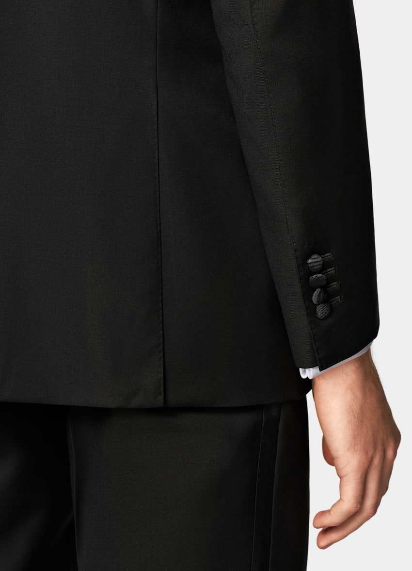 SUITSUPPLY All Season Pure S110's Wool by Vitale Barberis Canonico, Italy  Black Three-Piece Tailored Fit Lazio Tuxedo