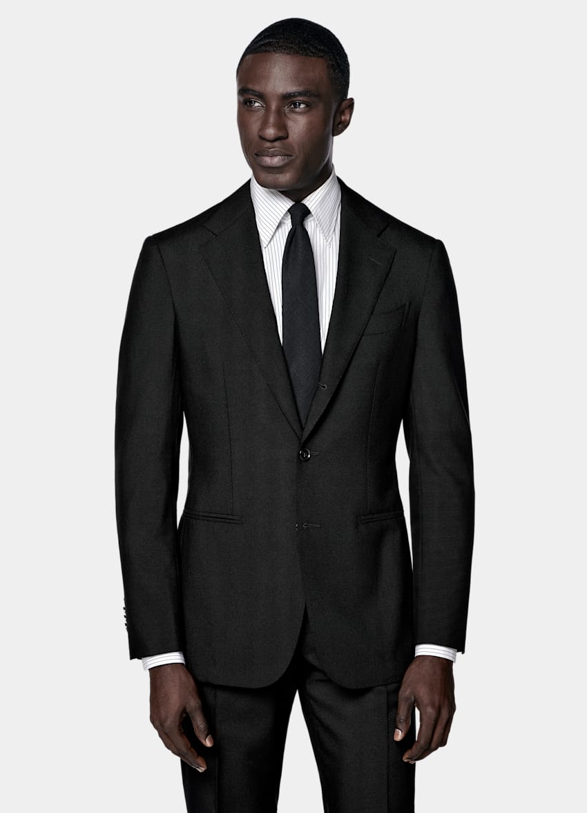 SUITSUPPLY 夏季四股羊毛 由Rogna生产，产自意大利 Havana 黑色合体身型西装