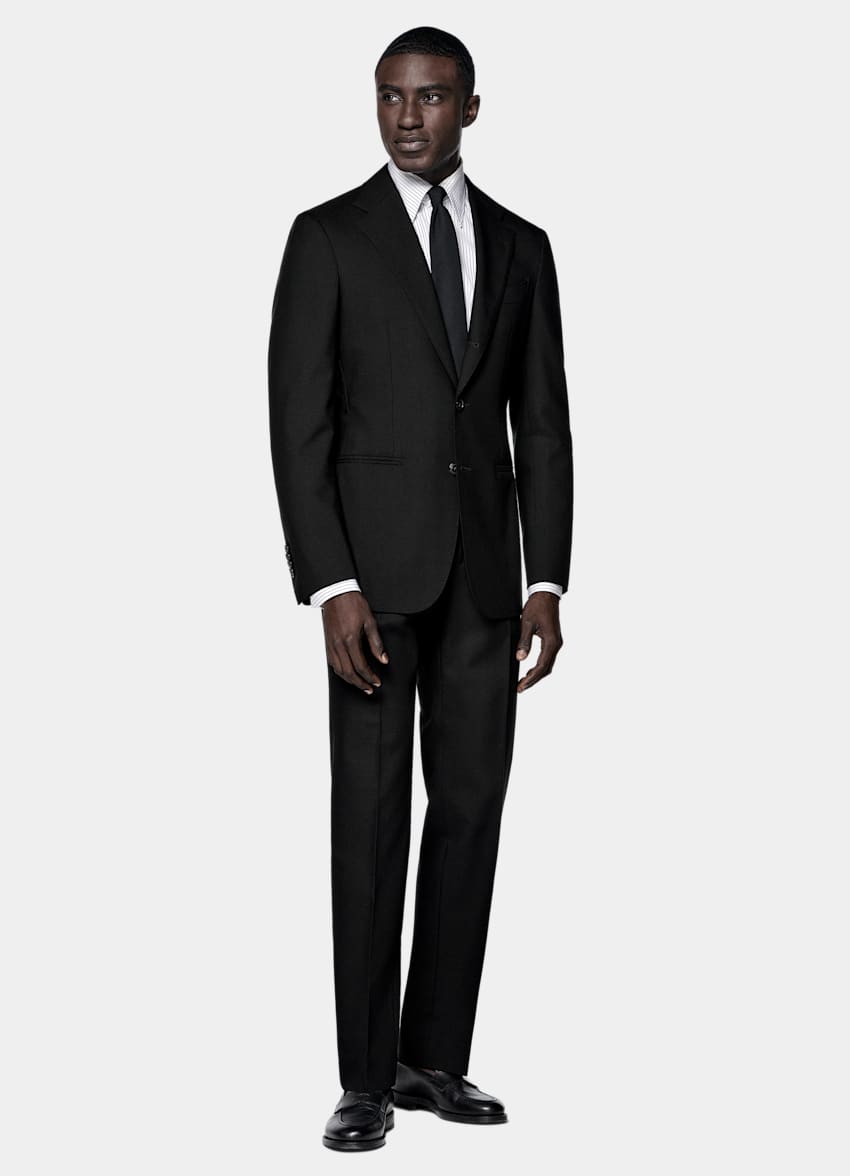 SUITSUPPLY 夏季四股羊毛 由Rogna生产，产自意大利 Havana 黑色合体身型西装