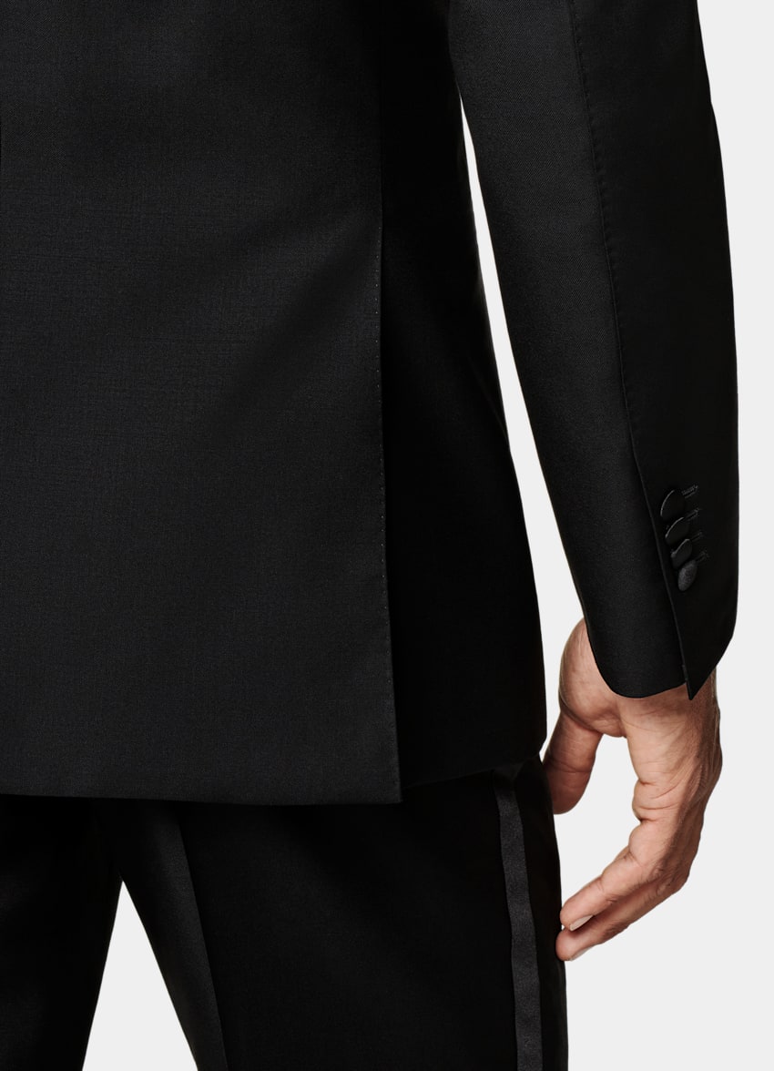 SUITSUPPLY All Season Pure S110's Wool by Vitale Barberis Canonico, Italy Black Three-Piece Tailored Fit Havana Tuxedo