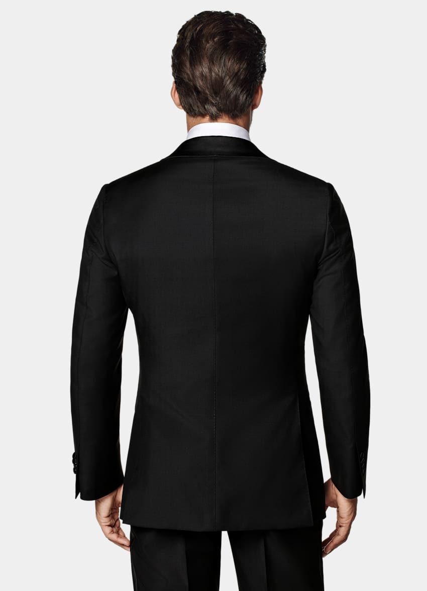 SUITSUPPLY All Season Pure S110's Wool by Vitale Barberis Canonico, Italy Black Three-Piece Tailored Fit Havana Tuxedo