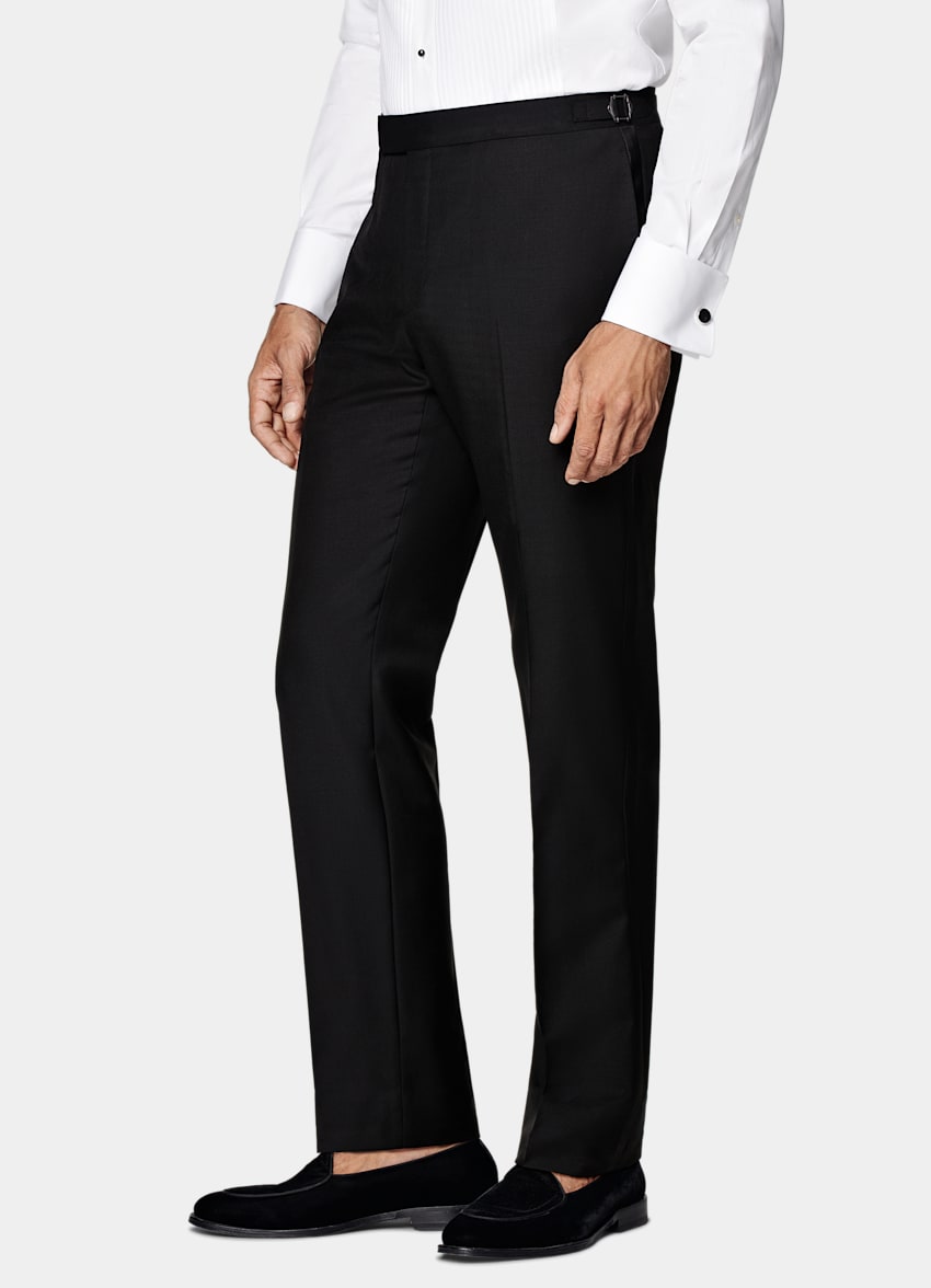 SUITSUPPLY All Season Pure S110's Wool by Vitale Barberis Canonico, Italy Black Three-Piece Tailored Fit Havana Tuxedo