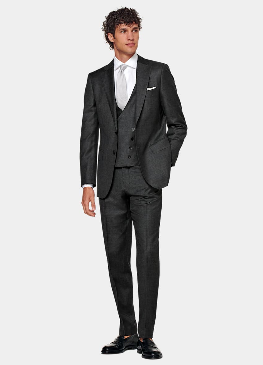 SUITSUPPLY Pure S110's Wool by Vitale Barberis Canonico, Italy Dark Grey Lazio Suit