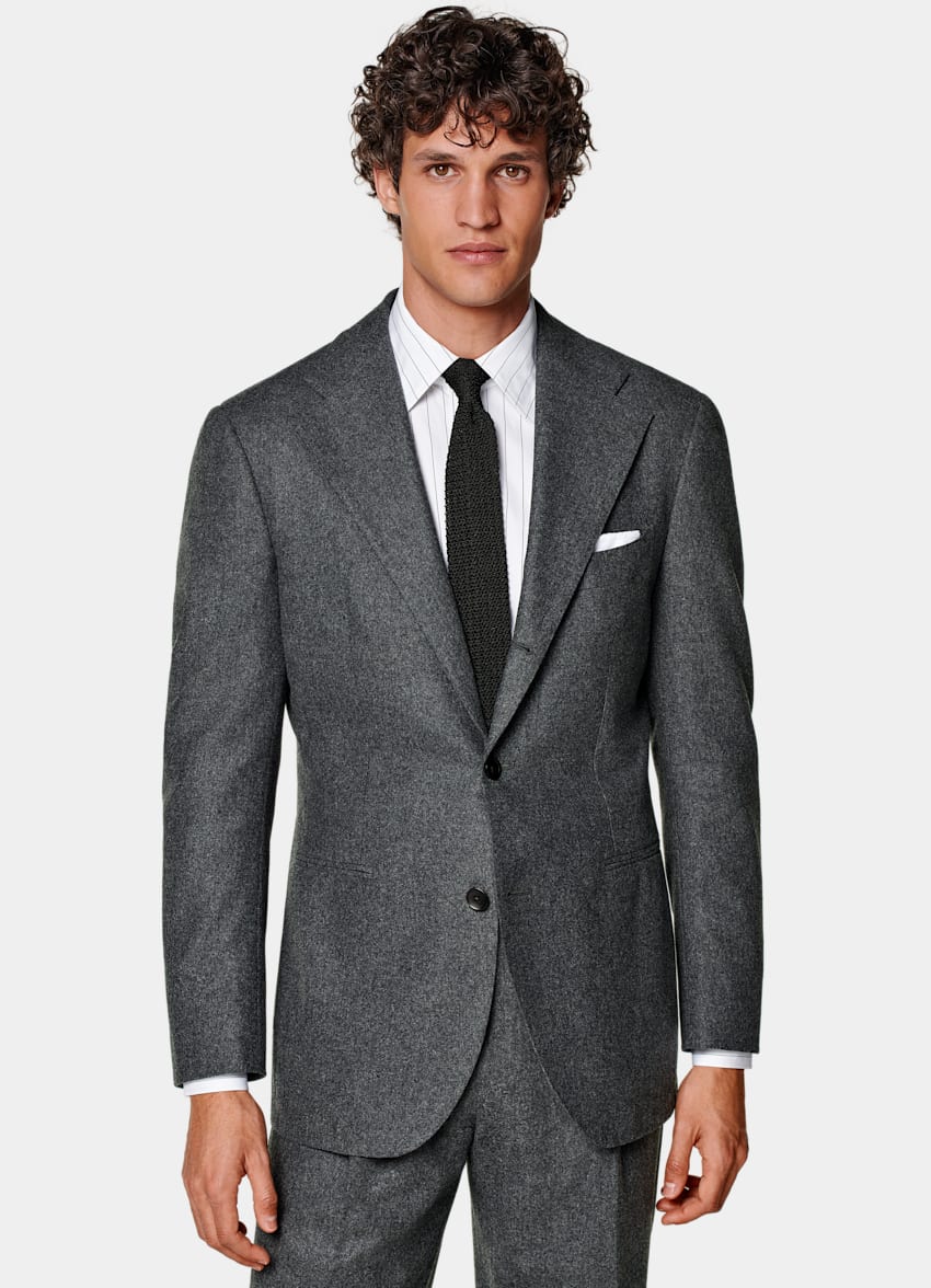 SUITSUPPLY Circular Wool Flannel by Vitale Barberis Canonico, Italy Mid Grey Roma Suit