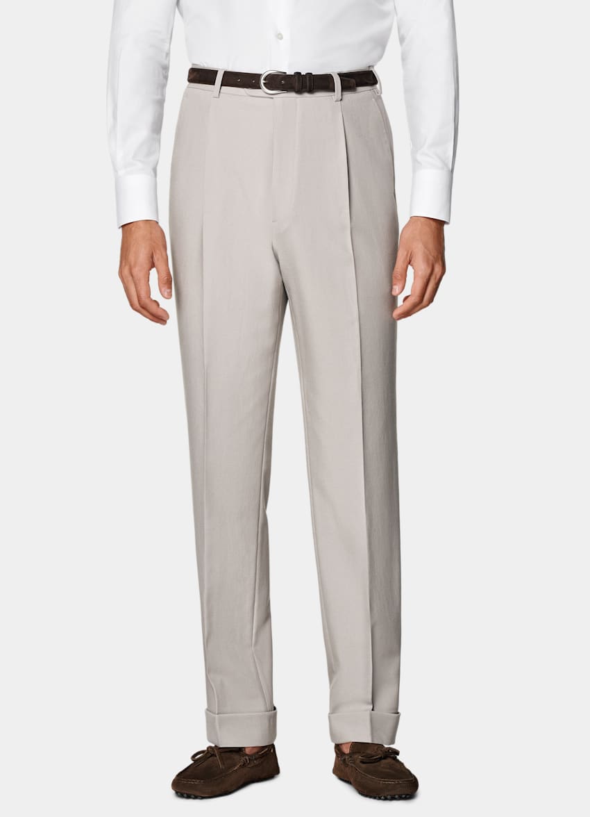 SUITSUPPLY All season Pure laine Traveller 4 fils par Rogna, Italie Costume Roma coupe Relaxed taupe clair