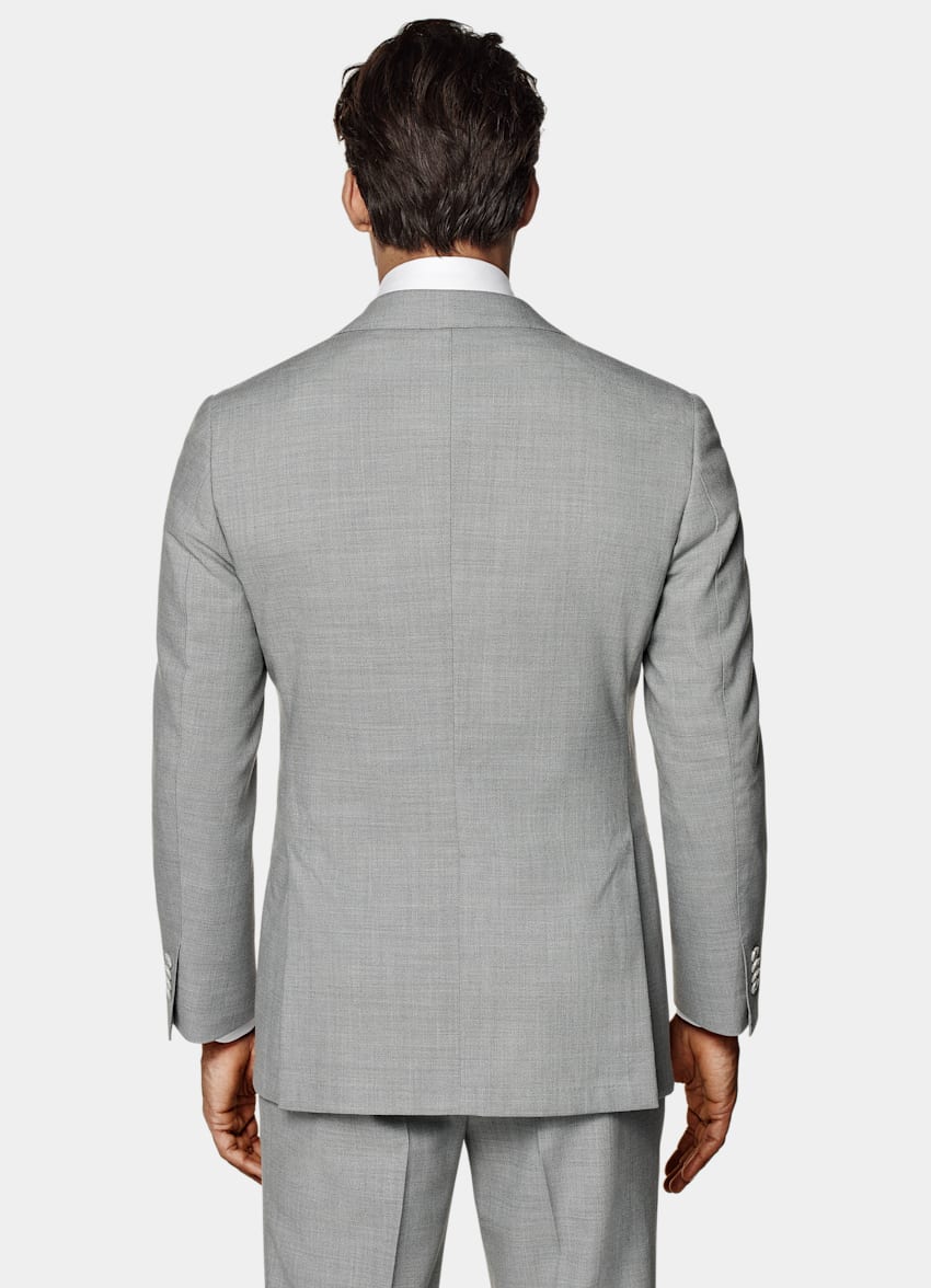 SUITSUPPLY All Season Pure 4-Ply Traveller Wool by Rogna, Italy Light Grey Tailored Fit Havana Suit