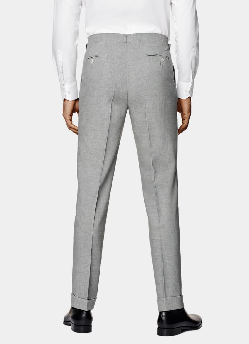 SUITSUPPLY All Season Pure 4-Ply Traveller Wool by Rogna, Italy Light Grey Tailored Fit Havana Suit