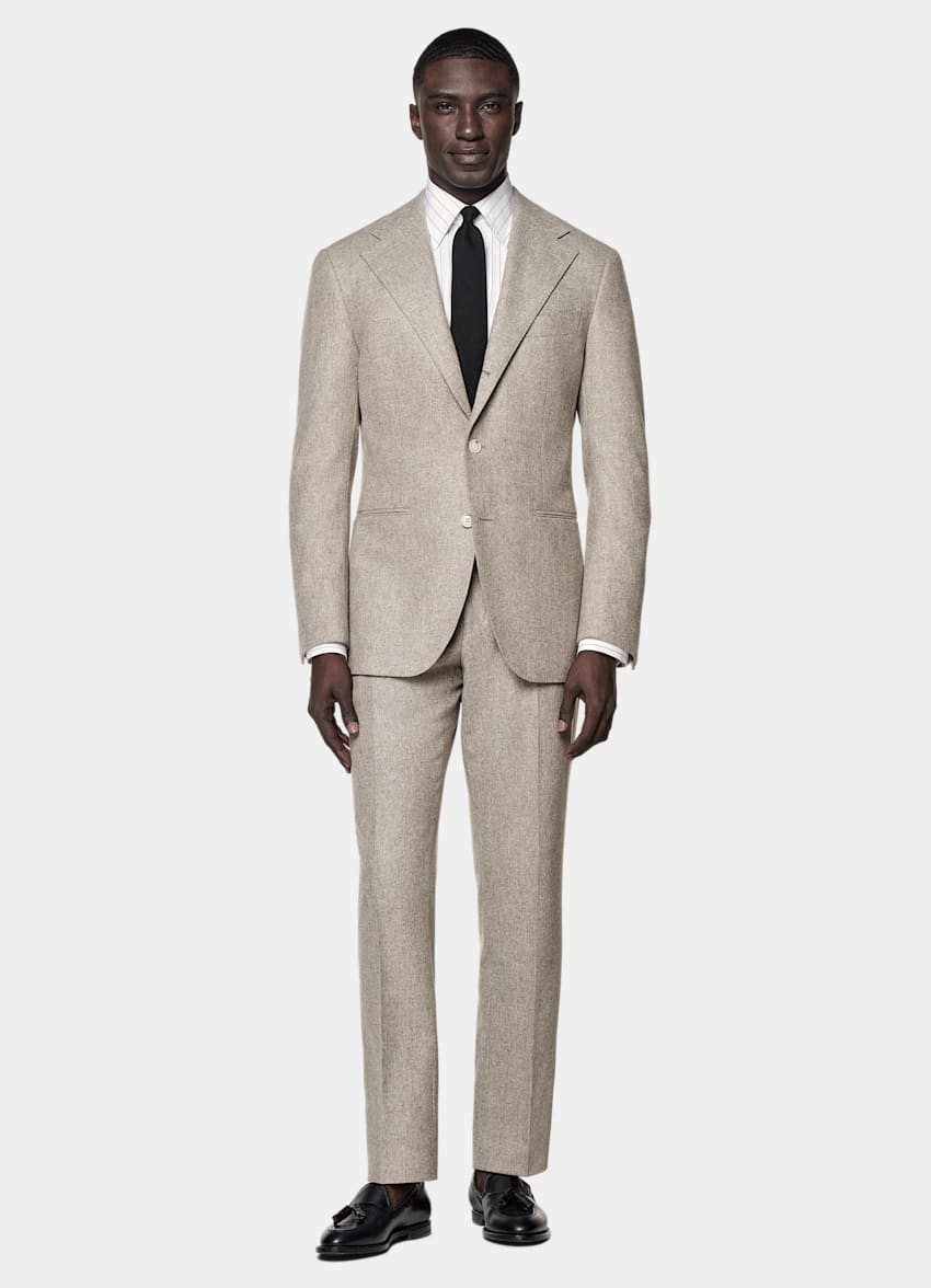 SUITSUPPLY Invierno Franela de lana circular de Vitale Barberis Canonico, Italia Traje Roma gris topo corte Relaxed