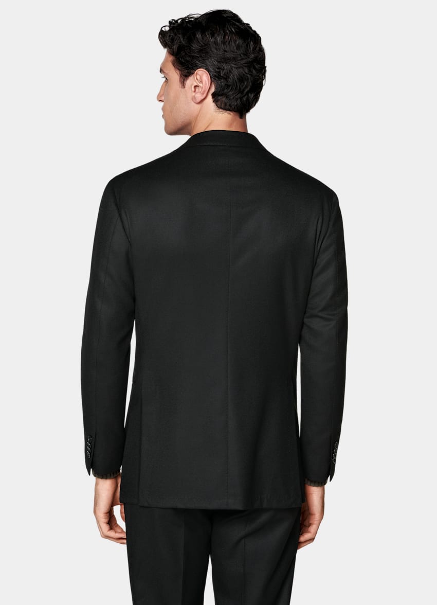 SUITSUPPLY Winter Pure S120's Wool Flannel by Vitale Barberis Canonico, Italy Black Relaxed Fit Roma Suit