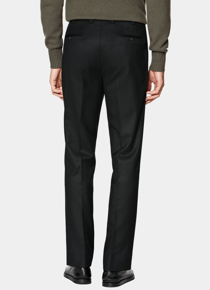 SUITSUPPLY Winter Pure S120's Wool Flannel by Vitale Barberis Canonico, Italy Black Relaxed Fit Roma Suit