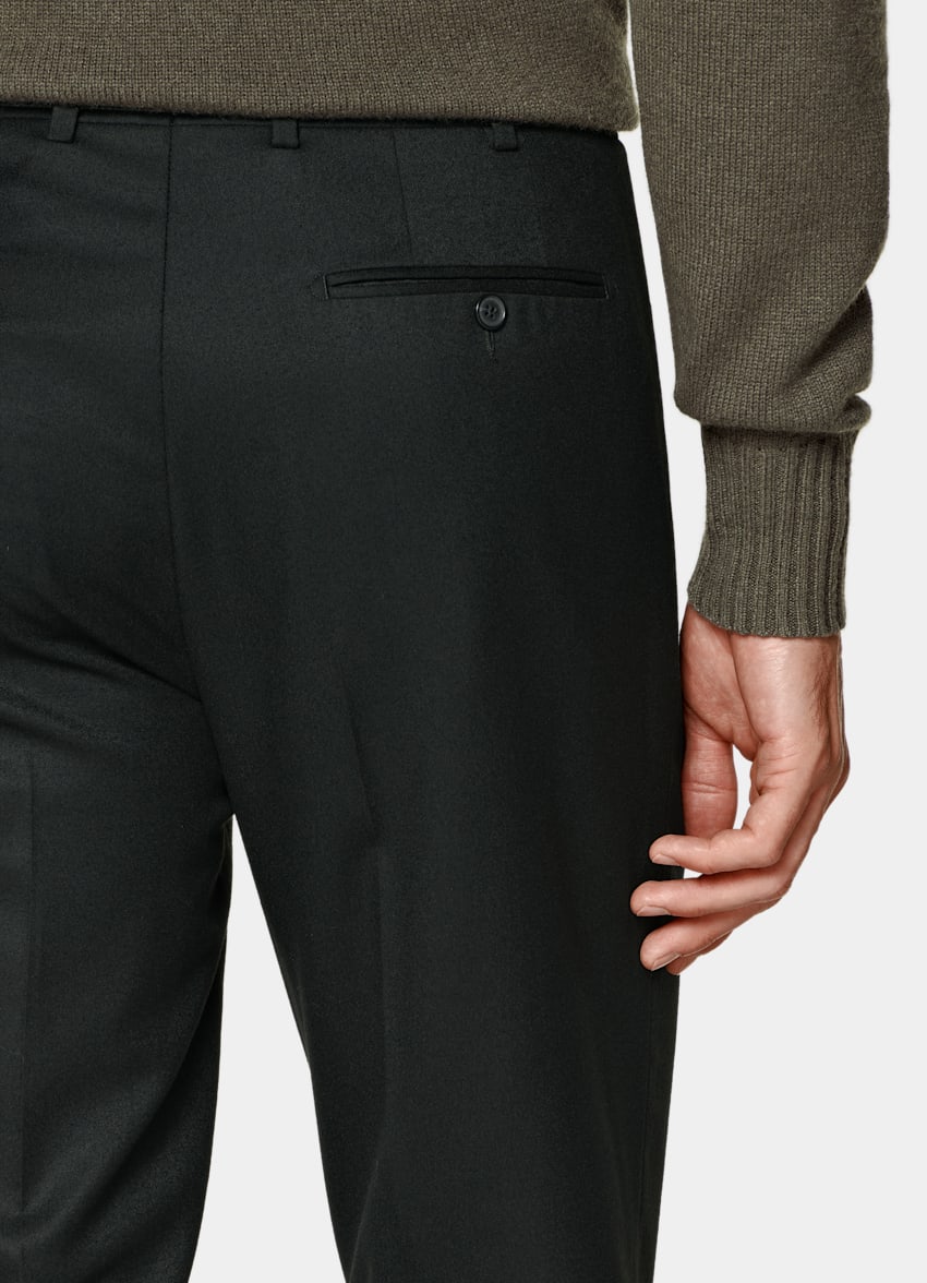 SUITSUPPLY Winter Pure S120's Wool Flannel by Vitale Barberis Canonico, Italy Black Relaxed Fit Roma Suit