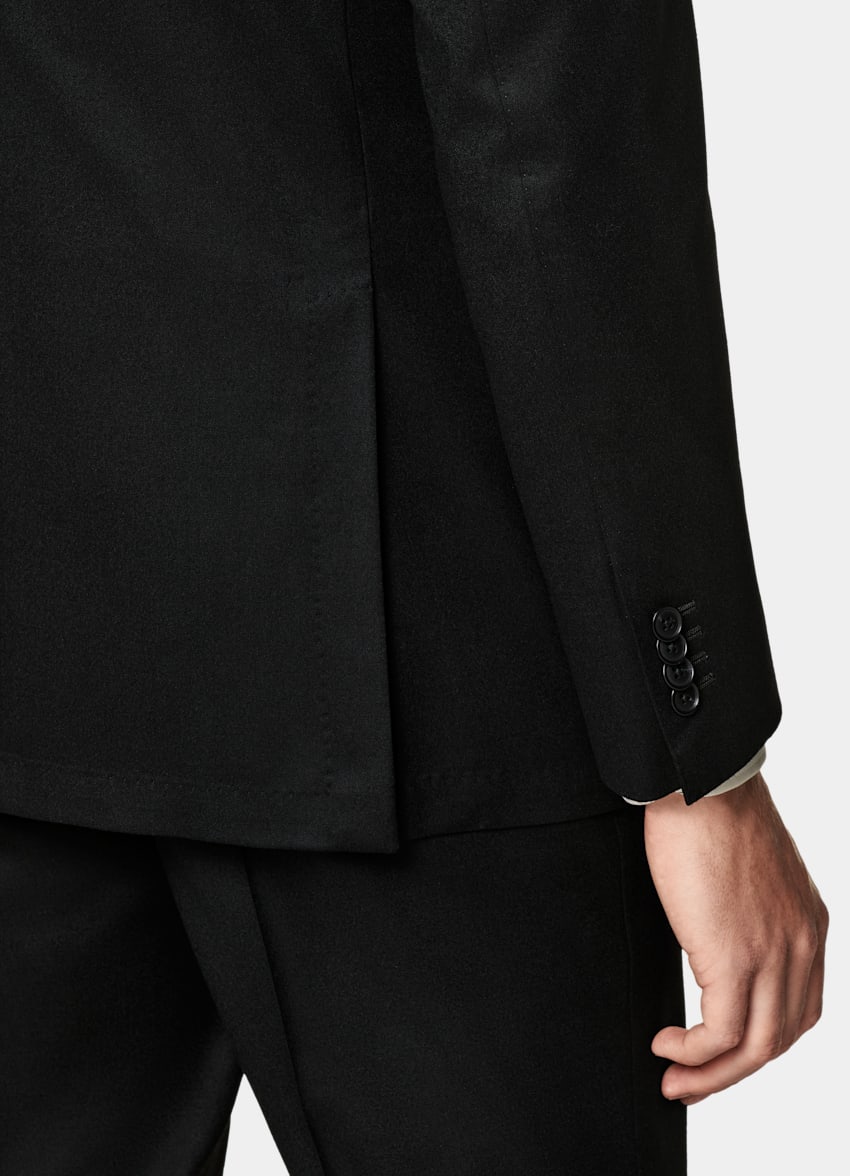 SUITSUPPLY Invierno Franela de pura lana S120s de Vitale Barberis Canonico, Italia Traje Roma negro corte Relaxed