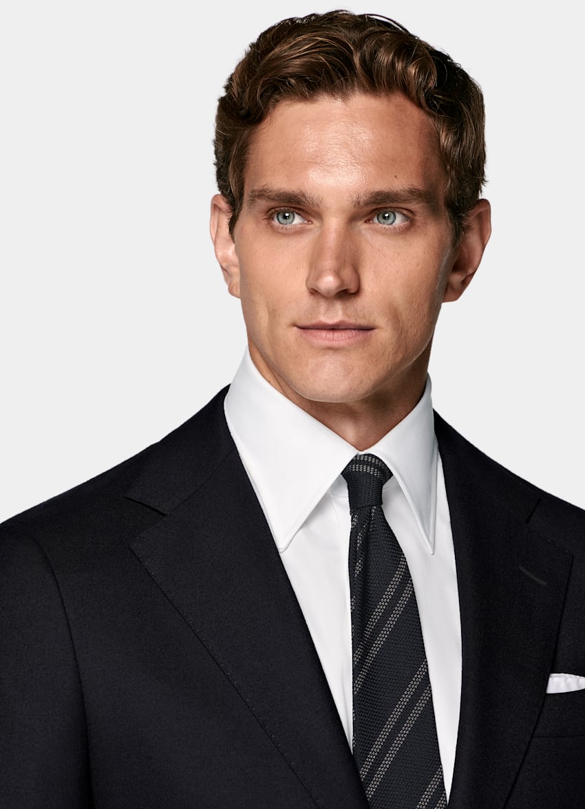 SUITSUPPLY Winter Reine S120er Flanell-Schurwolle von Vitale Barberis Canonico, Italien Havana Anzug navy Tailored Fit