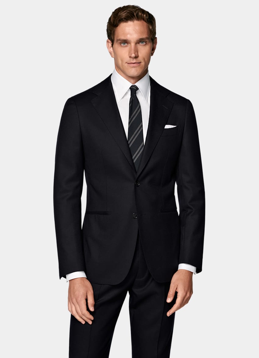 SUITSUPPLY Winter Reine S120er Flanell-Schurwolle von Vitale Barberis Canonico, Italien Havana Anzug navy Tailored Fit