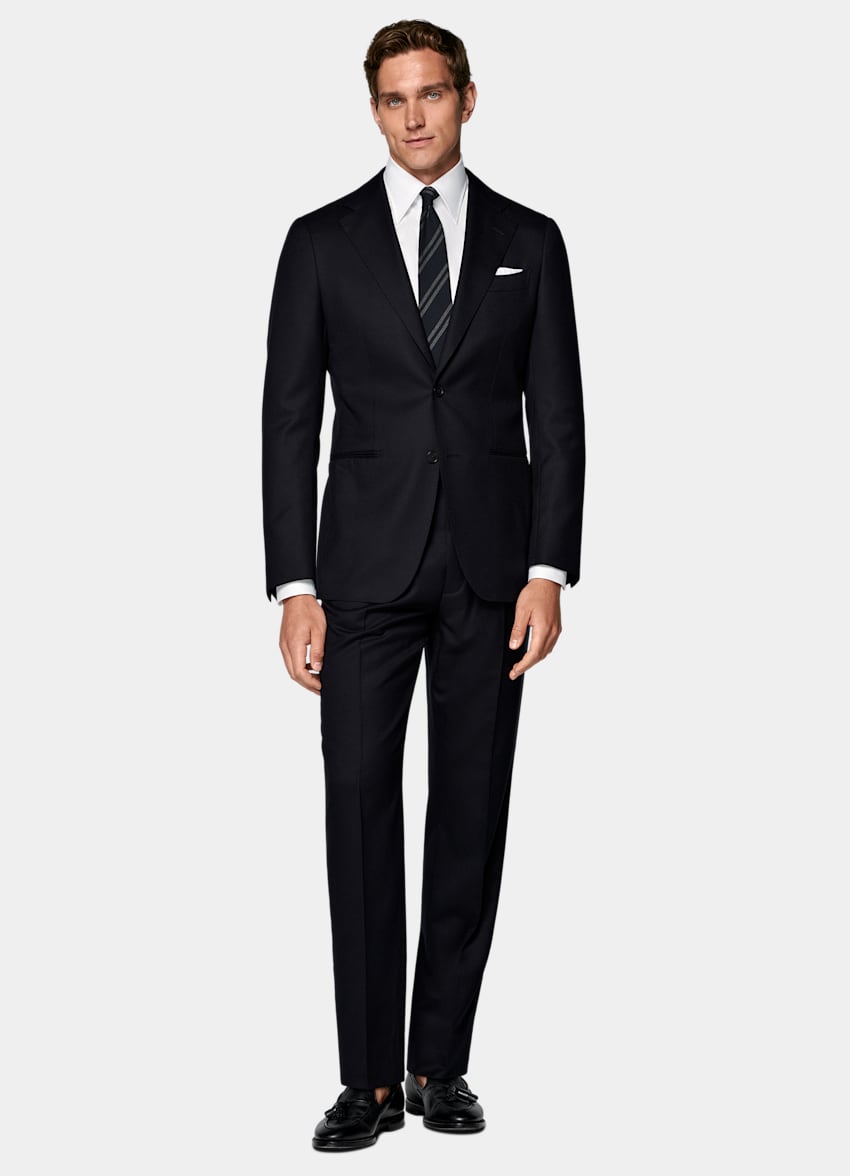 SUITSUPPLY Winter Reine S120er Flanell-Schurwolle von Vitale Barberis Canonico, Italien Havana Anzug navy Tailored Fit