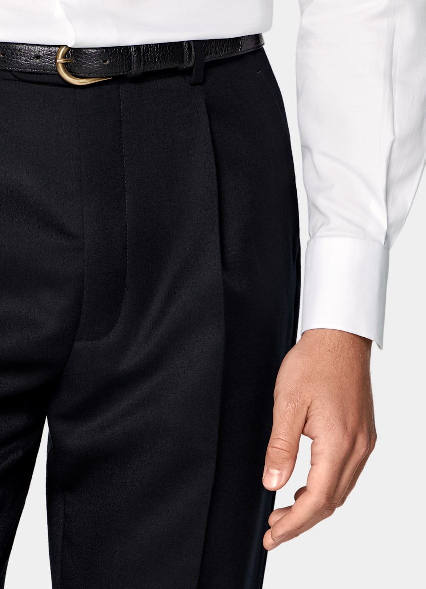 SUITSUPPLY Winter Reine S120er Flanell-Schurwolle von Vitale Barberis Canonico, Italien Havana Anzug navy Tailored Fit