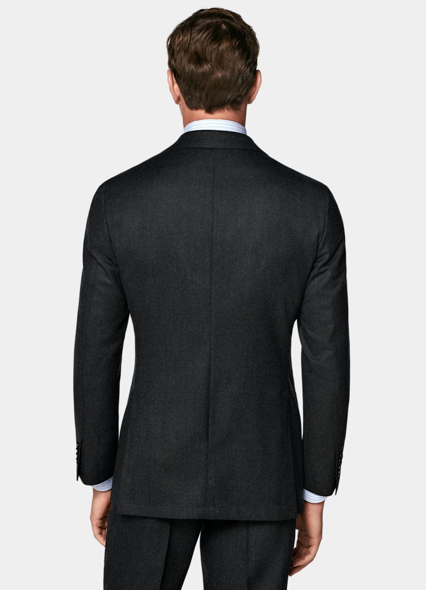 SUITSUPPLY Winter Pure S120's Wool Flannel by Vitale Barberis Canonico, Italy Dark Grey Tailored Fit Havana Suit