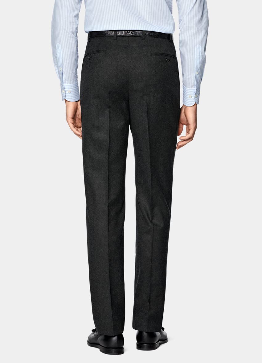 SUITSUPPLY Winter Pure S120's Wool Flannel by Vitale Barberis Canonico, Italy Dark Grey Tailored Fit Havana Suit